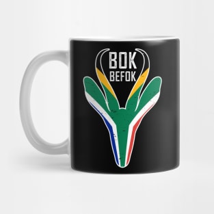 Bokbefok Springbok Face South Africa Flag Mug